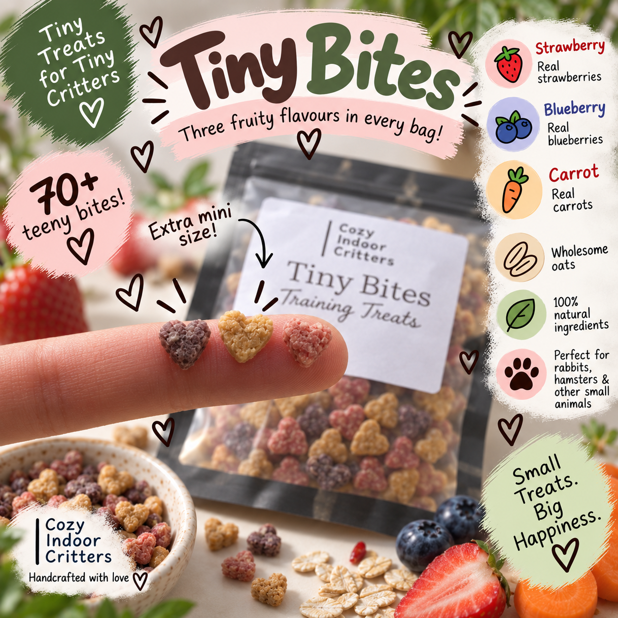 Tiny Bites - rabbit / hamster / mouse / rat / Guinea pig training treats