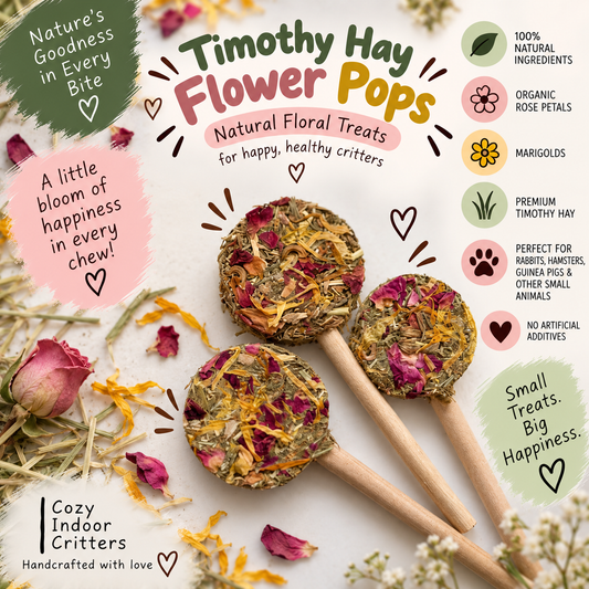Timothy hay flower pops! Oat free rabbit / hamster / Guinea pig / gerbil treat