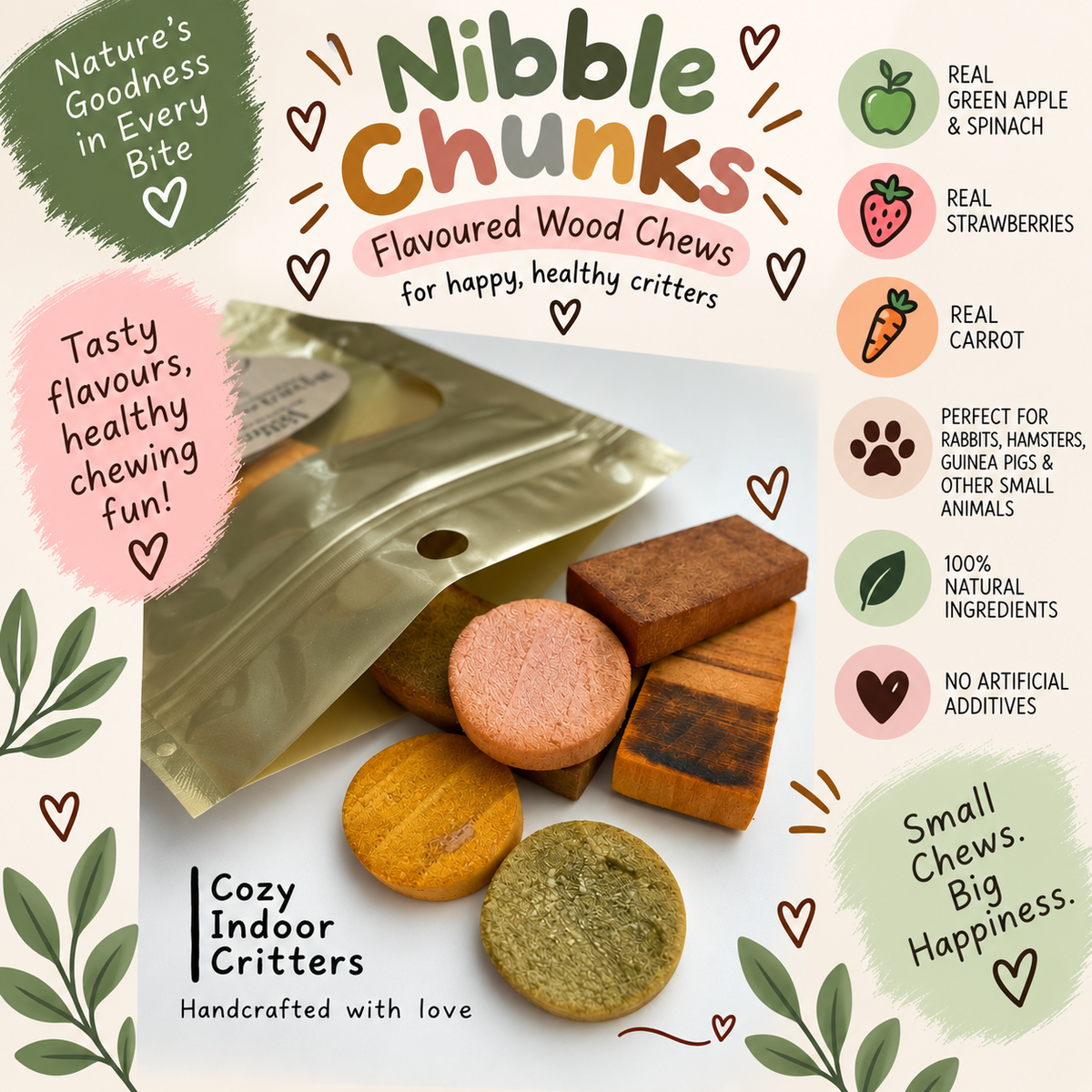 Nibble Chunks - wood chews for rabbit/hamster/Guinea pig