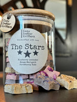 The Stars - 45 piece Natural rabbit / hamster treats - strawberry rose / blueberry lavender / mango marigold in a glass bamboo jar