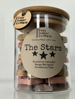 The Stars - 45 piece Natural rabbit / hamster treats - strawberry rose / blueberry lavender / mango marigold in a glass bamboo jar